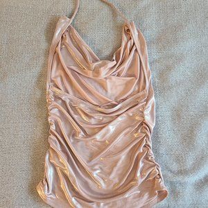 Express Shimmering Blush Halter Top